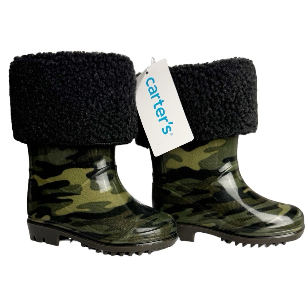 Carter's Ash Toddler Boys' Rain Boots, Camo, Size 4 Toddler NWT New in Box